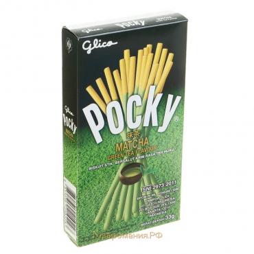 Палочки поки Pocky GLICO "Зелёный чай" в белом шоколаде, 33 г