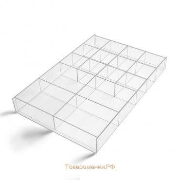 Подставка для презентации, 16 ячеек, 31×20,3×3,8 оргстекло 2 мм, В ЗАЩИТНОЙ ПЛЁНКЕ