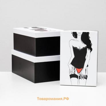 Набор коробок 3 в 1 "Страсть", черный, 30,5 х 20 х 13 - 26 х 17,5 х 11 см