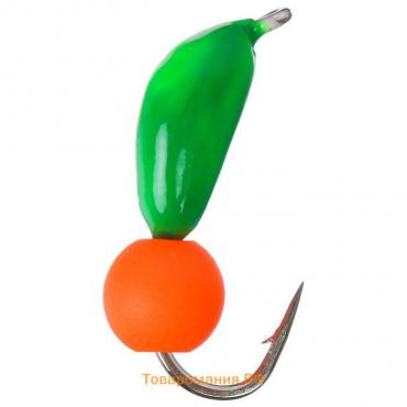Мормышка безнасадочная "ЯМАН" "Банан" зеленый, d=3 мм, вес 0.5 г, шарик оранжевый неон (уп. 5 шт.)