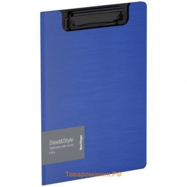 Папка-планшет с зажимом A5+ Berlingo "Steel&Style", 1800мкм, пластик (полифом), синяя