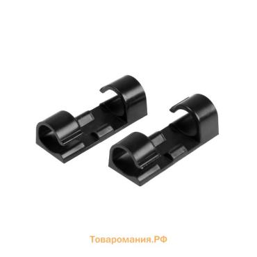 Держатель самоклеящийся для проводов и гирлянд ТУНДРА krep, 15×40 мм, черный, 16 шт.