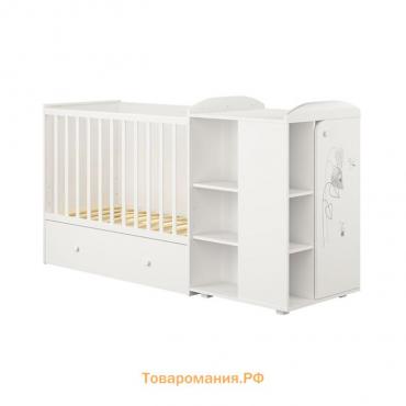 Кровать детская Polini kids French 900, Amis, с комодом, цвет белый