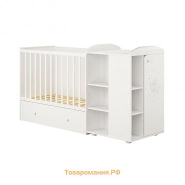 Кровать детская Polini kids French 900, Teddy, с комодом, цвет белый