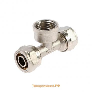 Тройник AQUALINK, обжимной, d=16 х 1/2" х 16 мм , цанга/гайка/цанга